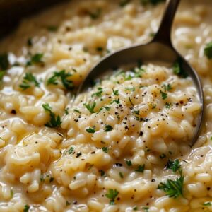 Final touches on pastina recipe with herbs and cracked black pepper