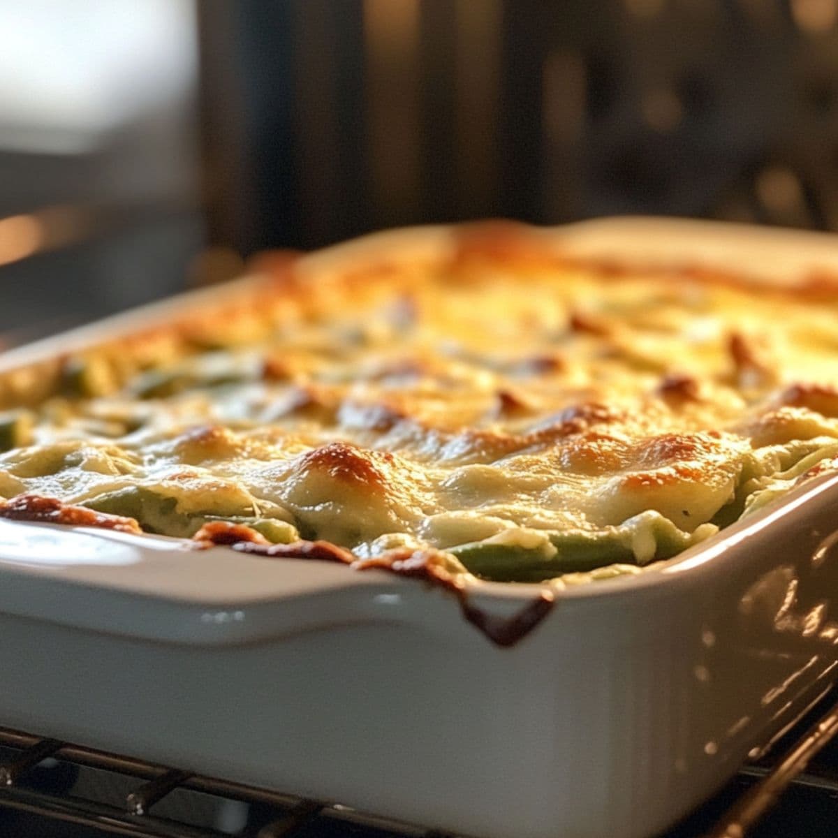 bake until bubbly in green bean casserole recipe for a steaming, golden finish