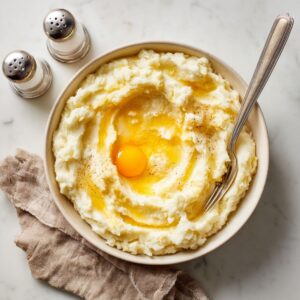 make perfect mashed potatoes for cottage pie recipe creamy with butter, milk, and egg yolk
