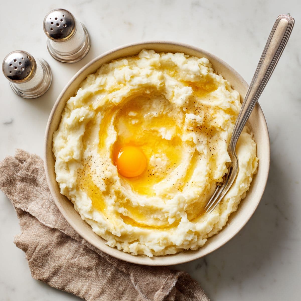 make perfect mashed potatoes for cottage pie recipe creamy with butter, milk, and egg yolk
