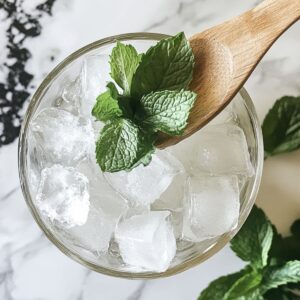 prep glass and mint for hugo spritz recipe