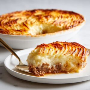rest and serve cottage pie recipe with golden crispy mashed potato topping and bubbling meat filling
