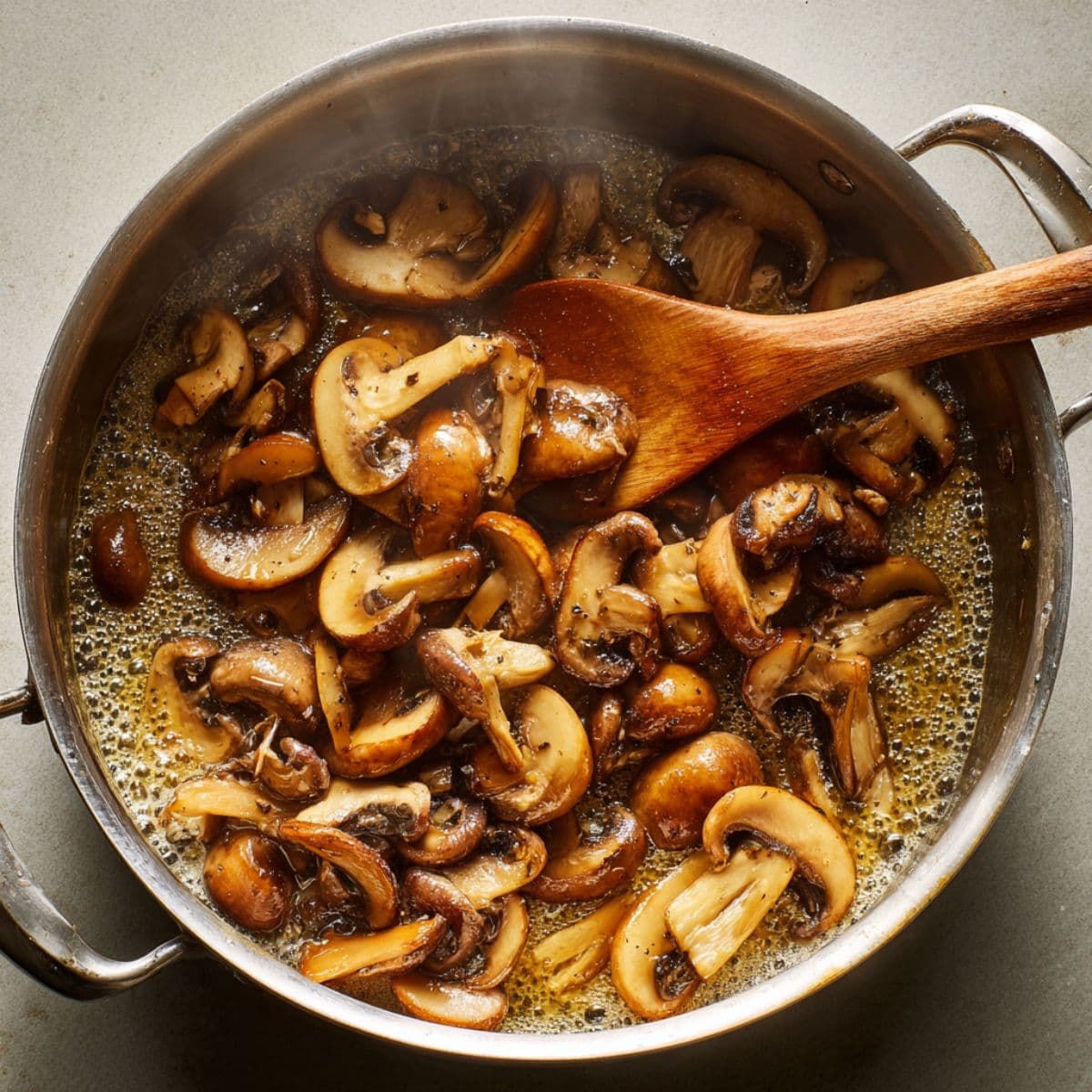 brown the mushrooms