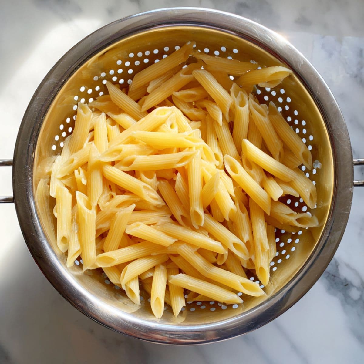 penne pasta cooked al dente for rasta pasta recipe with reserved pasta water