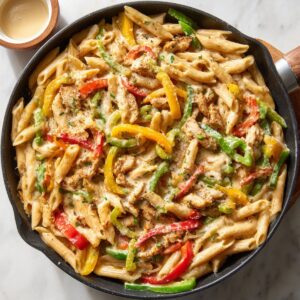 creamy rasta pasta recipe coming together with coconut milk, parmesan, and penne