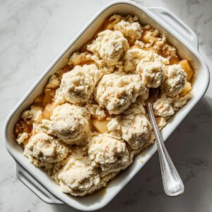 put it all together for apple cobbler recipe with rustic dough on top of spiced apples