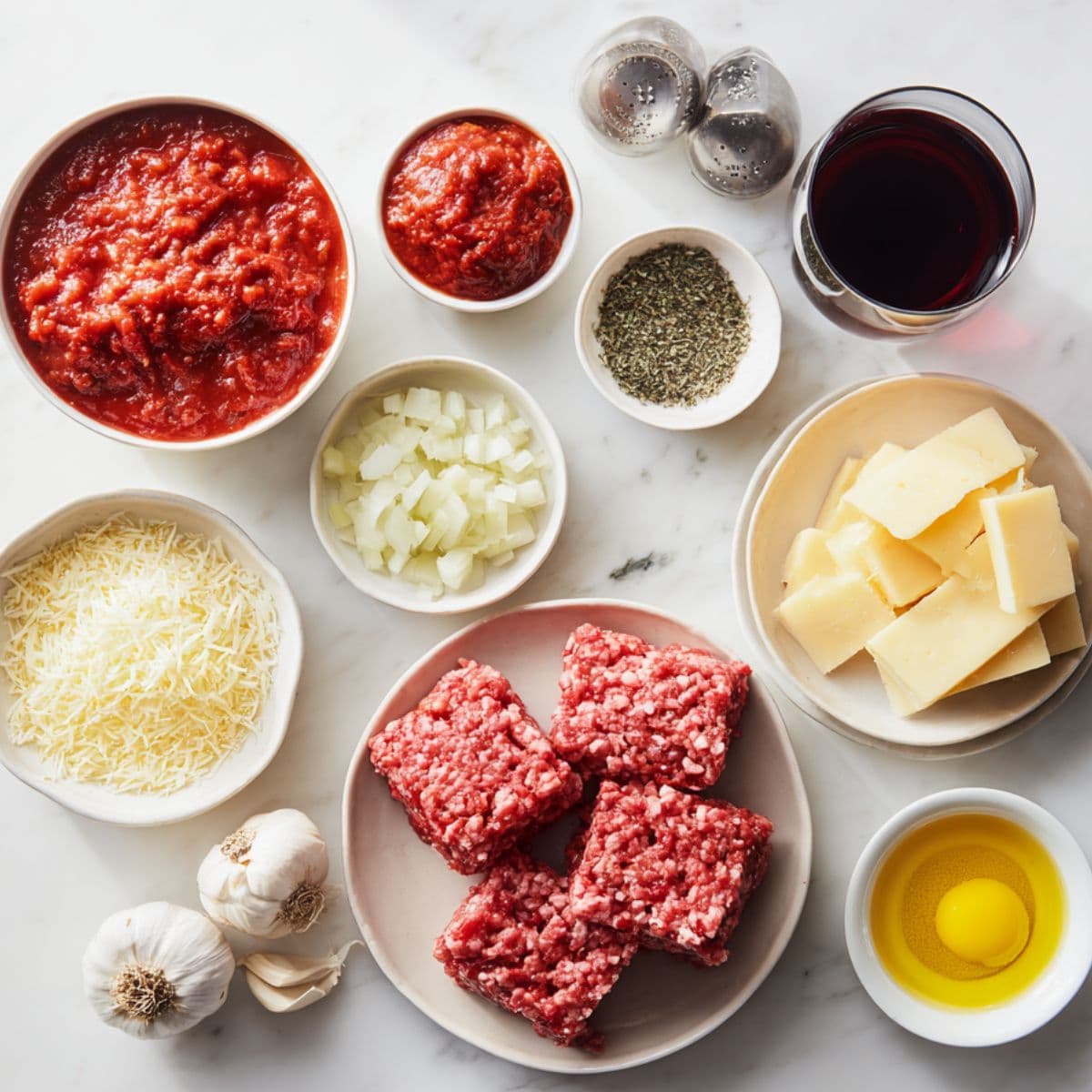 ground beef onion garlic and tomatoes for lasagna recipe