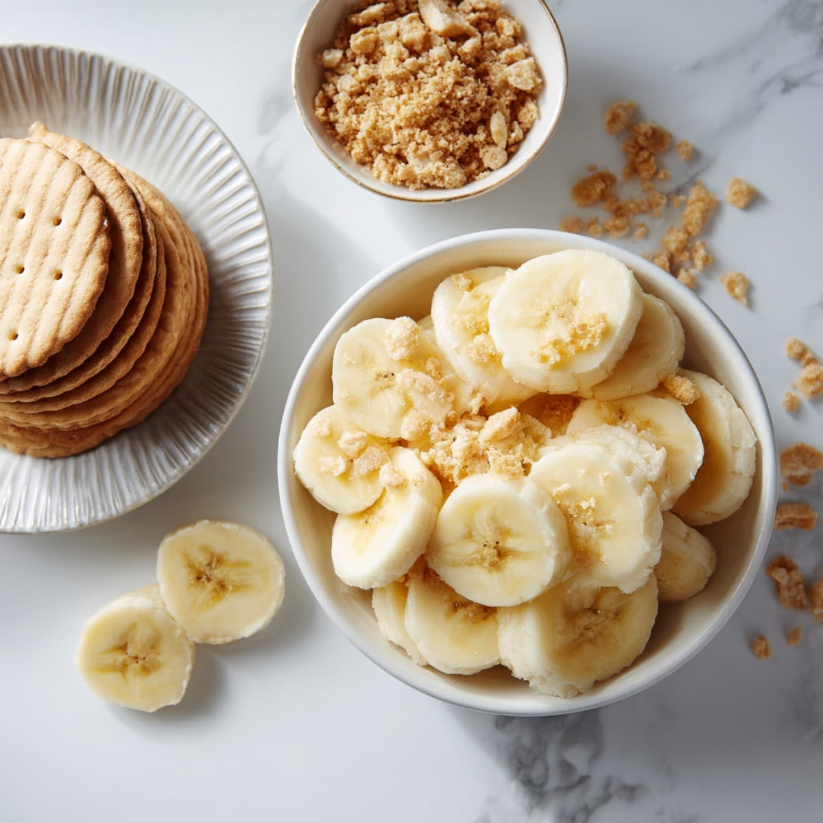 sliced bananas and vanilla wafers for banana pudding recipe