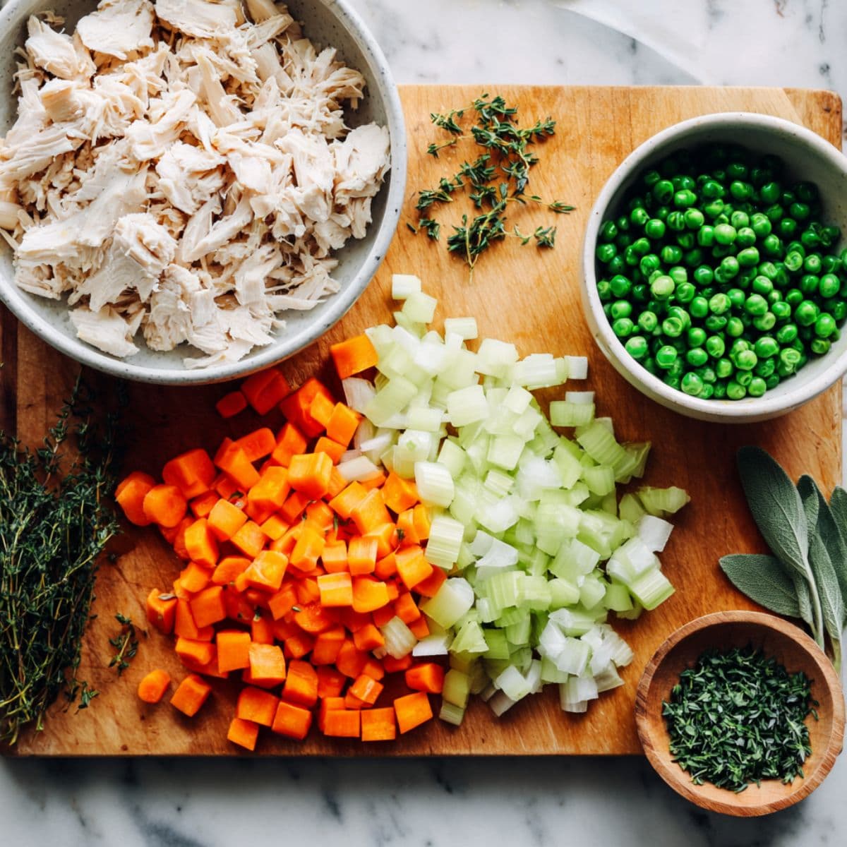 chicken pot pie recipe prep step