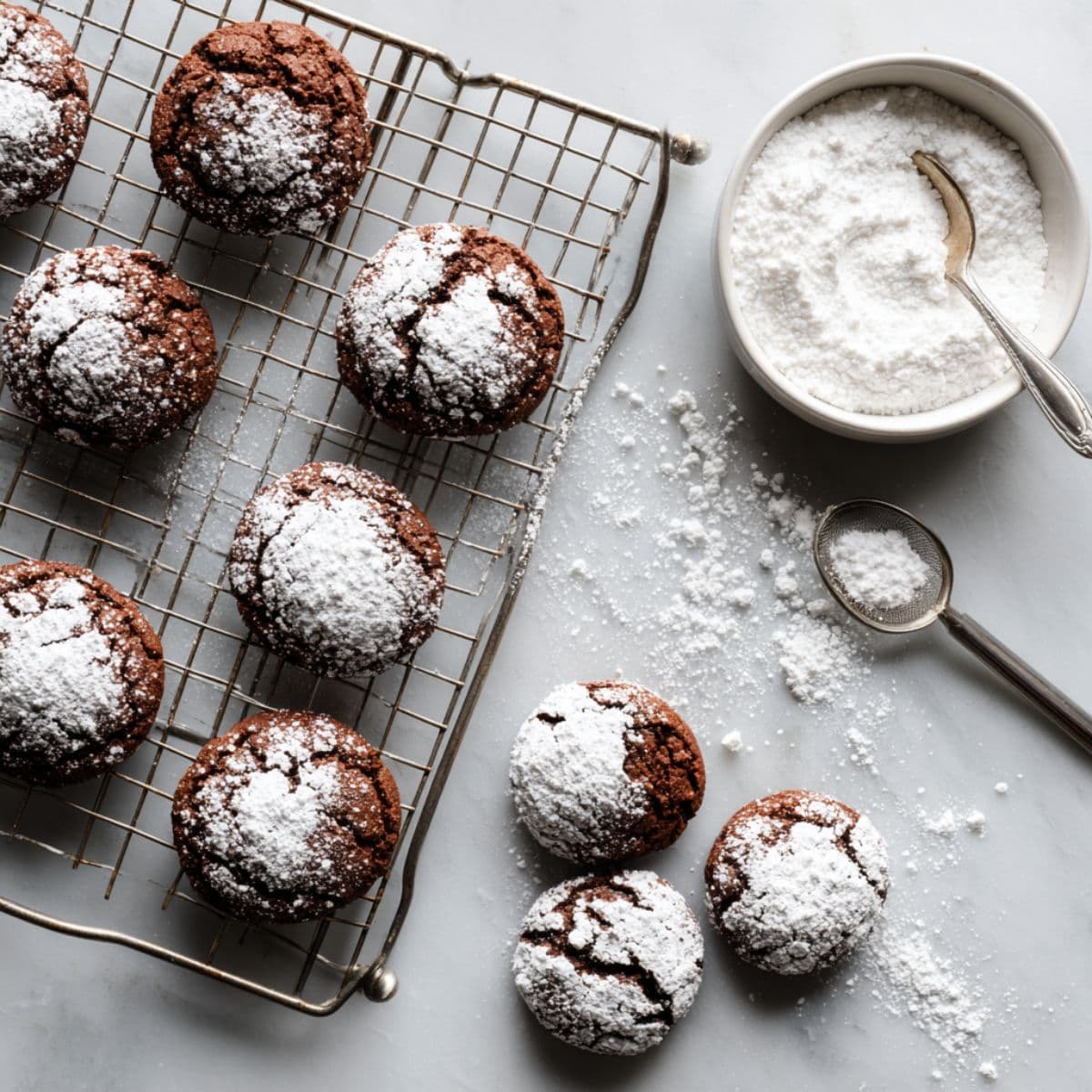 chocolate snowball cookies recipe powdered sugar coating