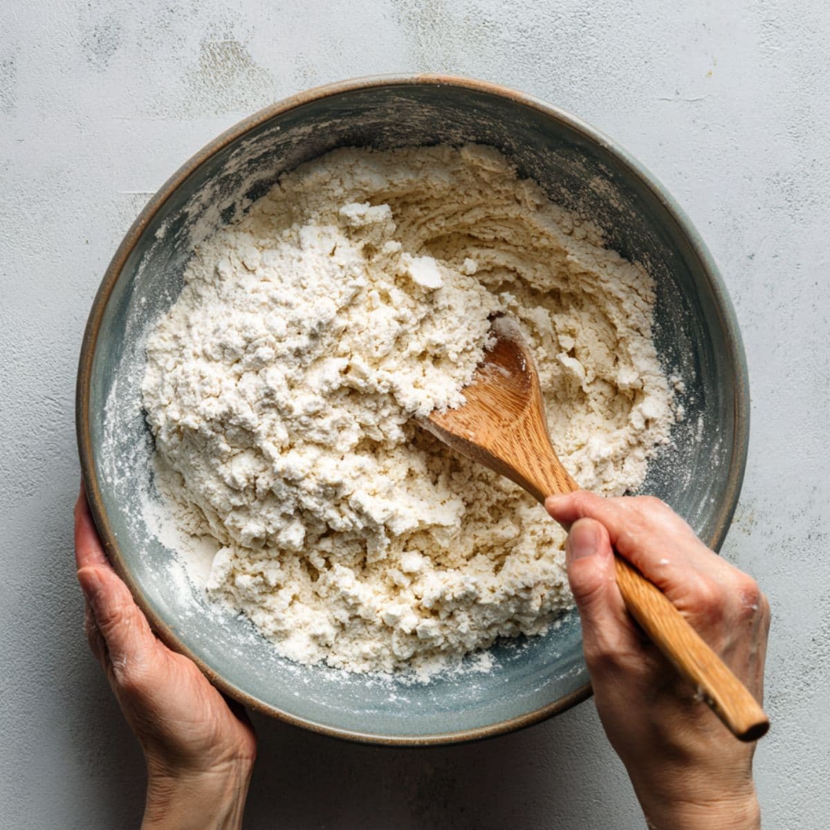 cottage cheese bagels recipe mixing step