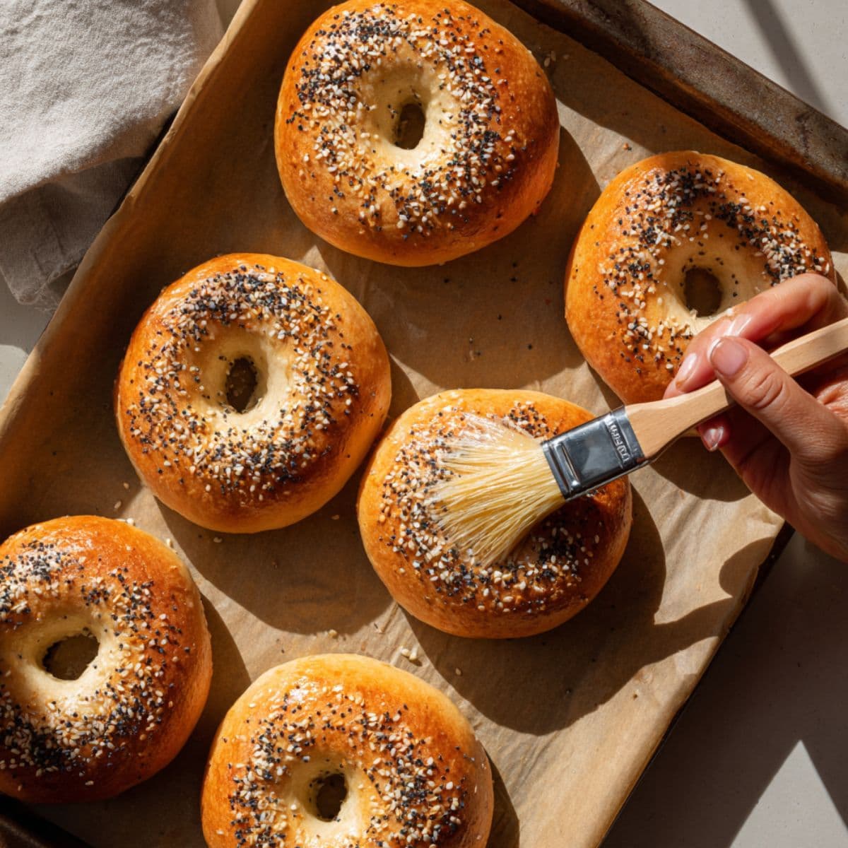 cottage cheese bagels recipe topping step