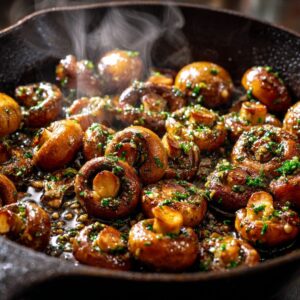 cowboy mushrooms recipe skillet with garlic butter sauce