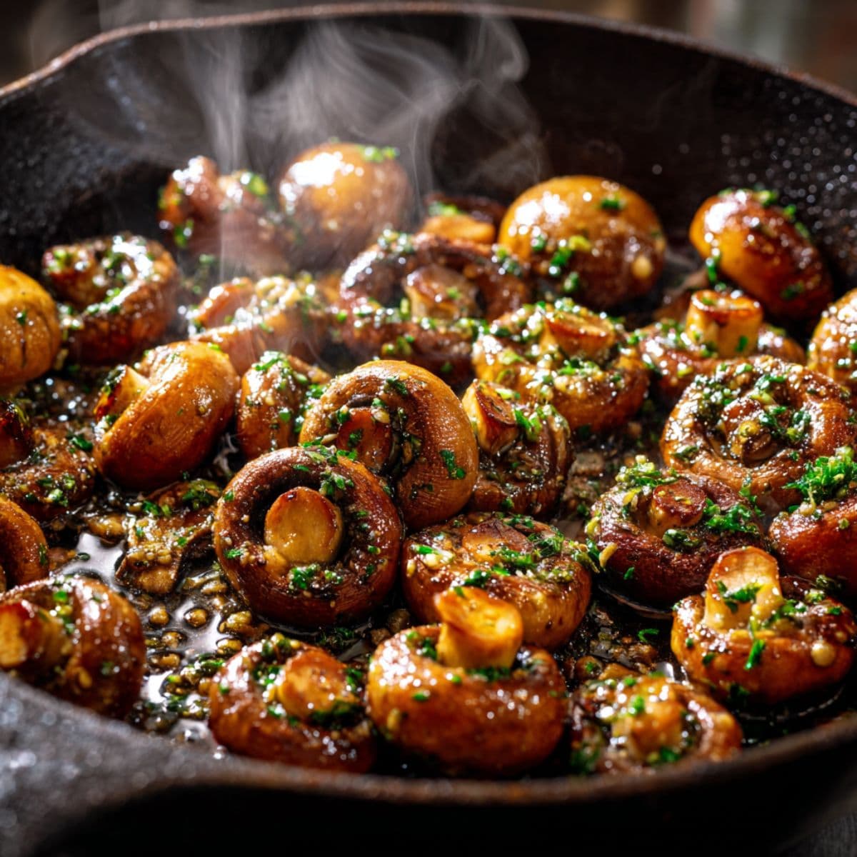cowboy mushrooms recipe skillet with garlic butter sauce