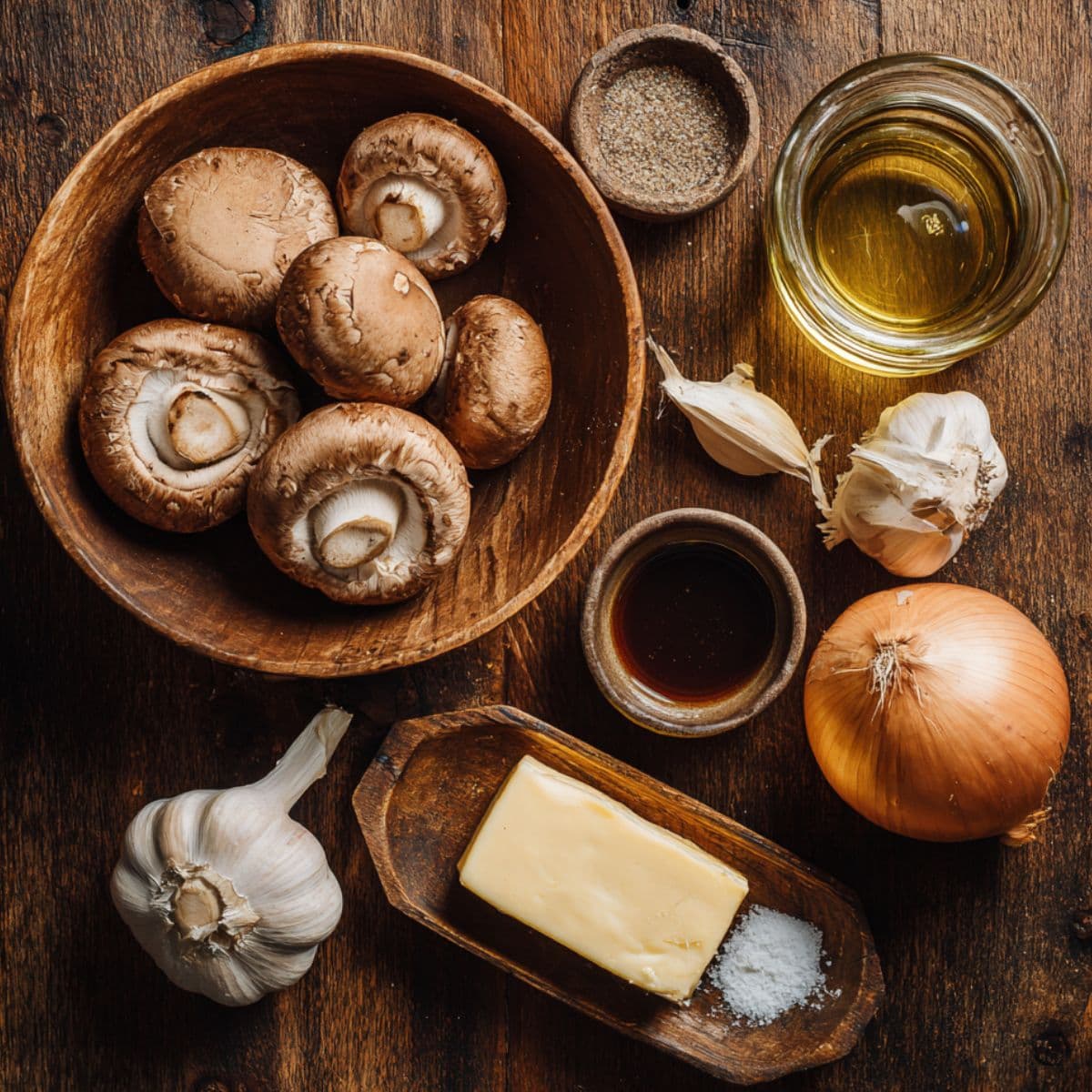 cowboy mushrooms recipe ingredients flat lay
