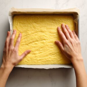 gooey butter cake base layer preparation