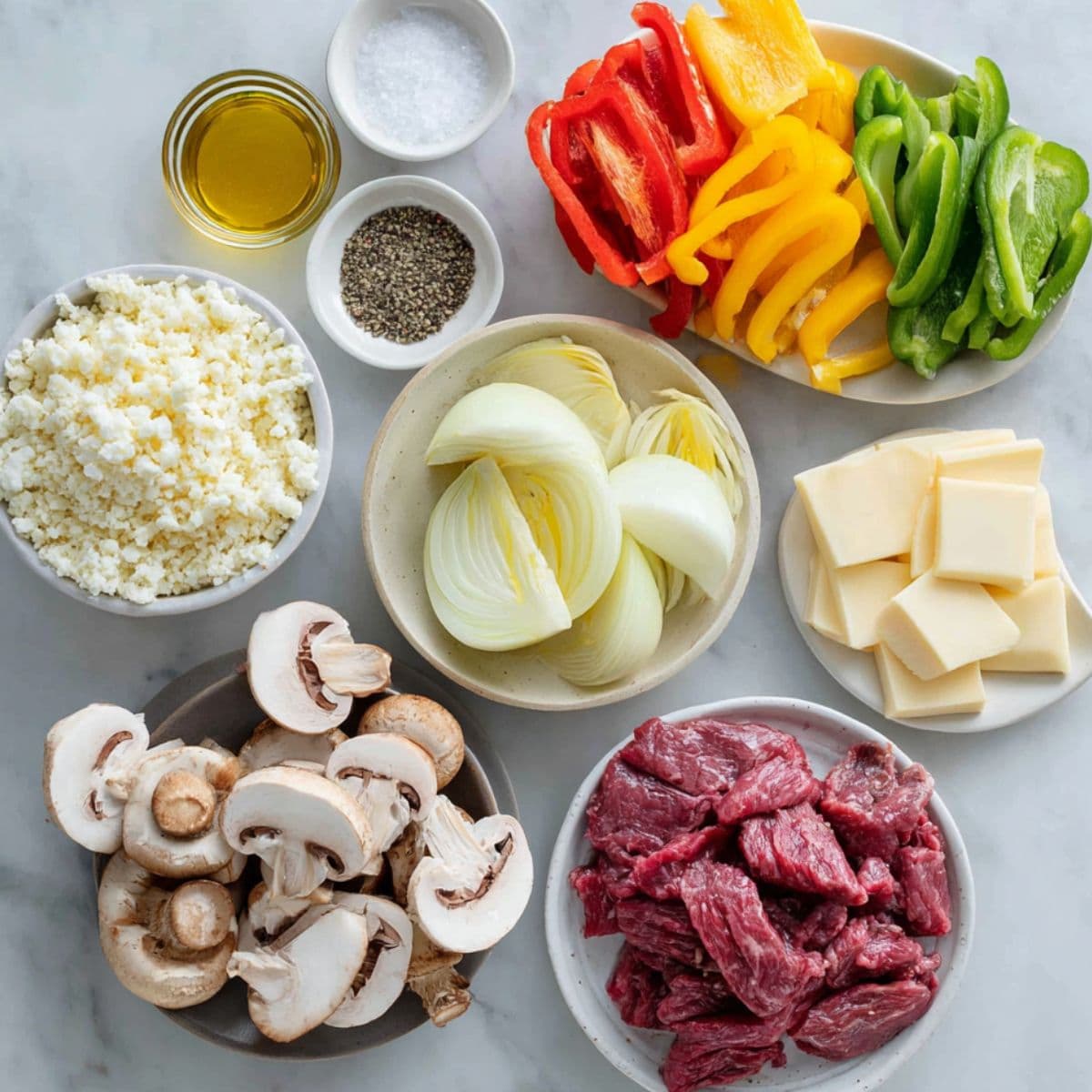 philly cheesesteak bowl recipe main ingredients