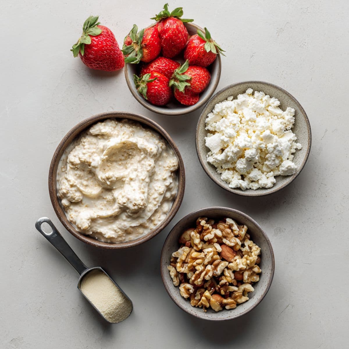 strawberry cheesecake overnight oats recipe protein add-ins