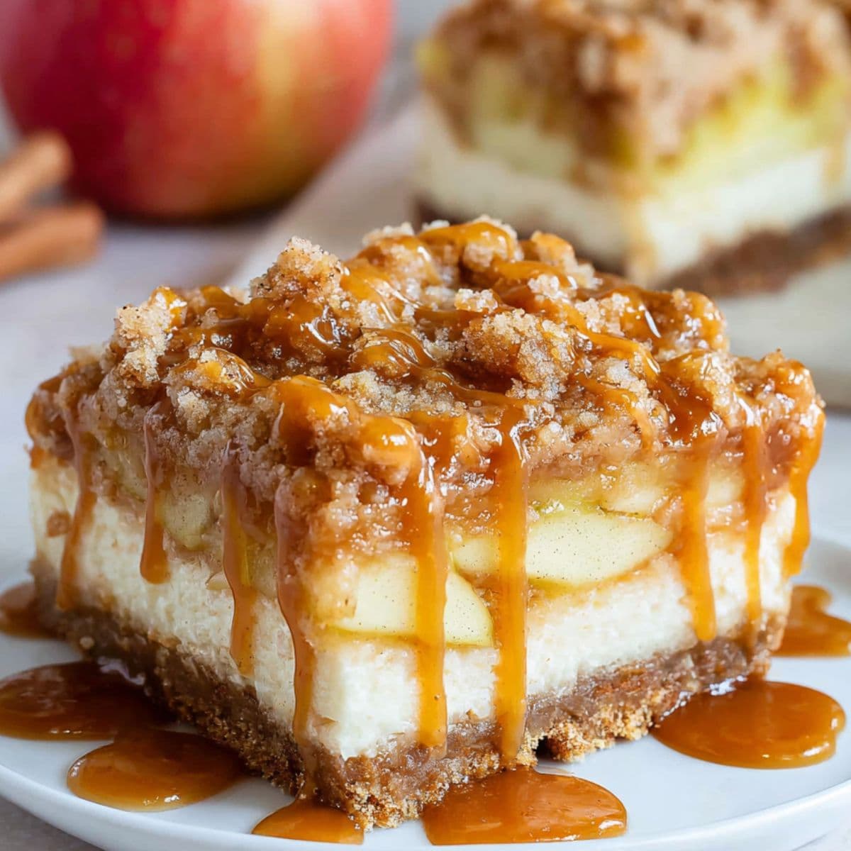 caramel apple cheesecake bars
