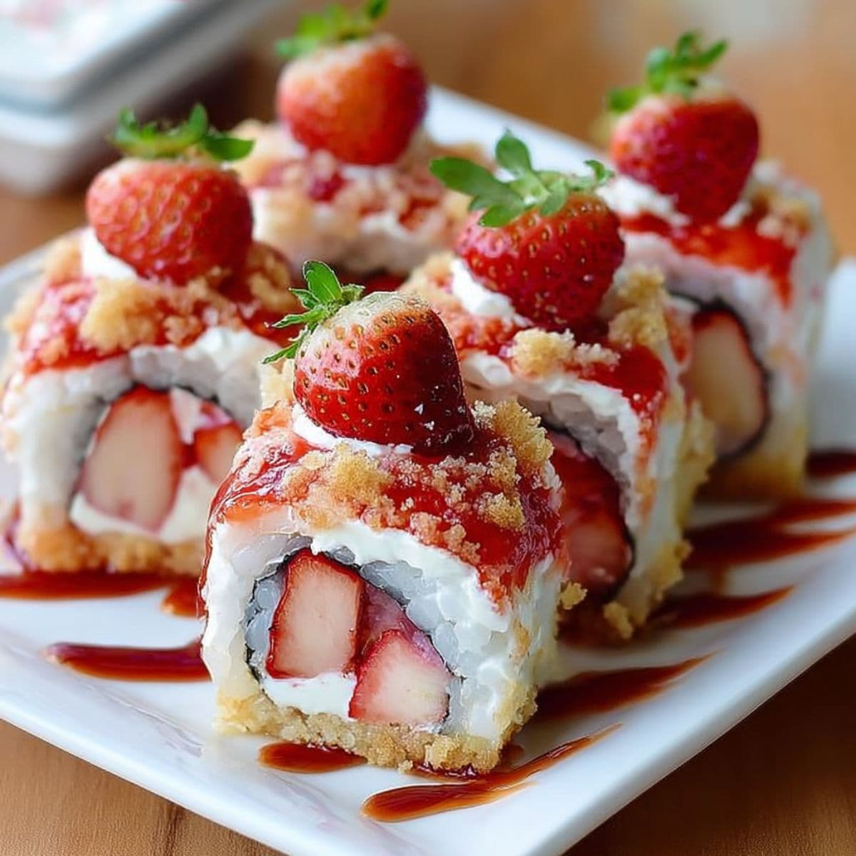 strawberry shortcake sushi rolls