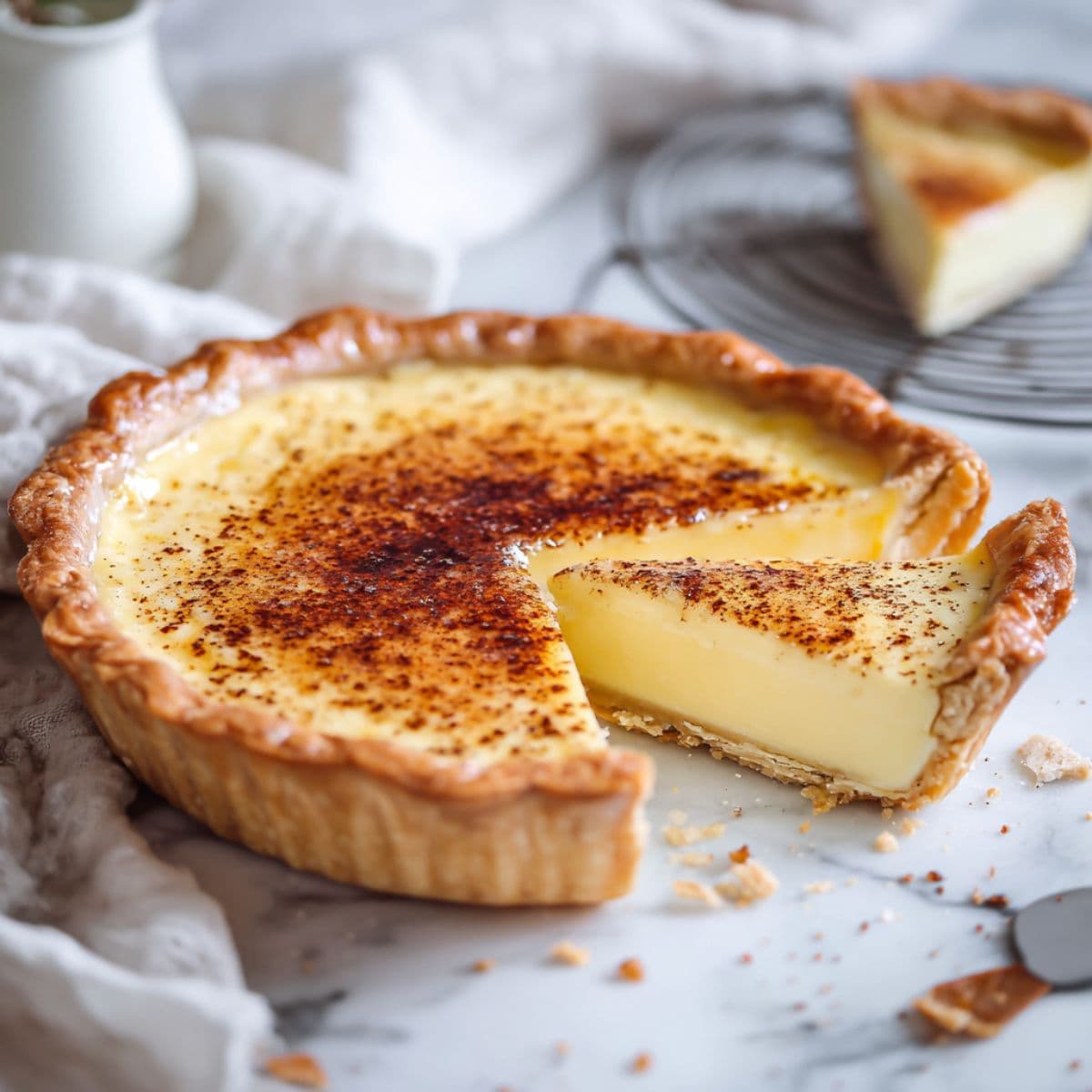 baking the cinnamon vanilla custard pie