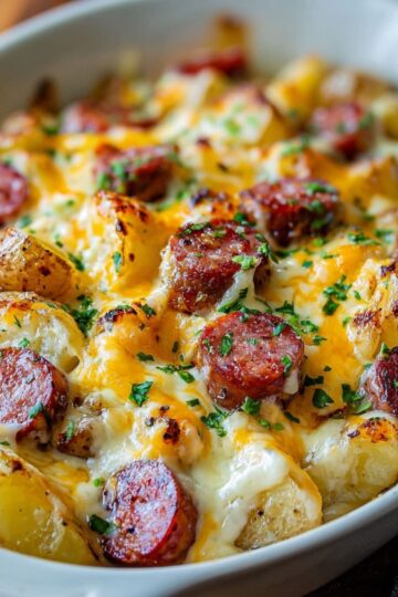 cheesy ranch potatoes and smoked sausage