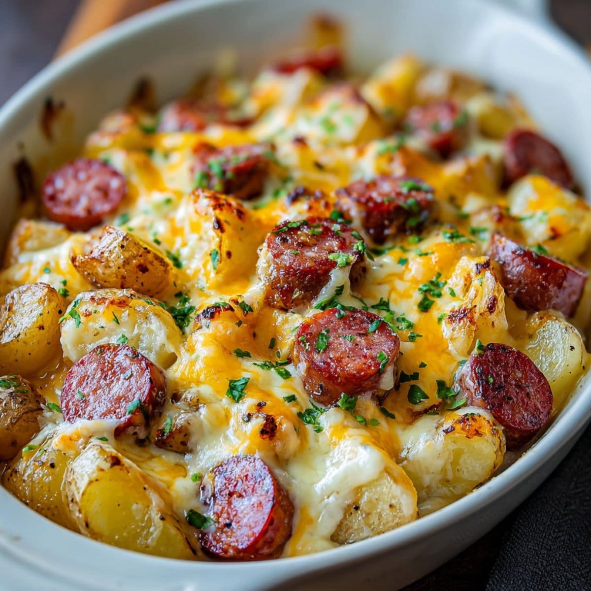 cheesy ranch potatoes and smoked sausage