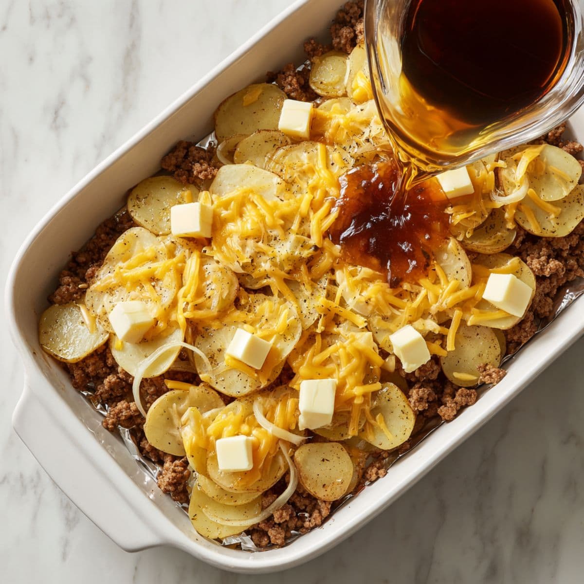 preparing hobo casserole for baking