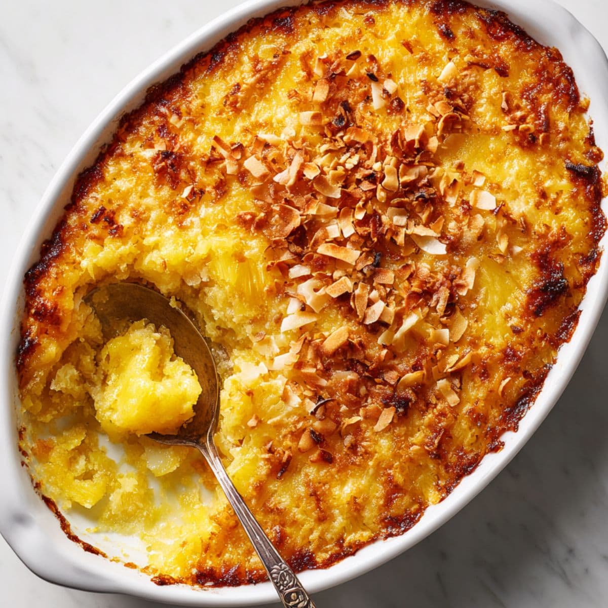 topping pineapple dump cake with melted butter