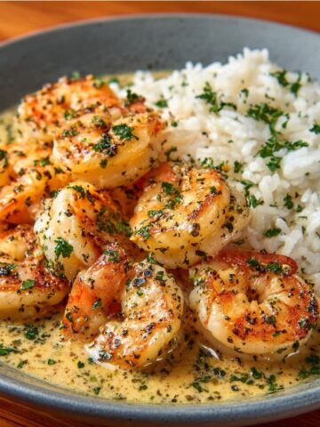 creamy garlic butter shrimp with rice