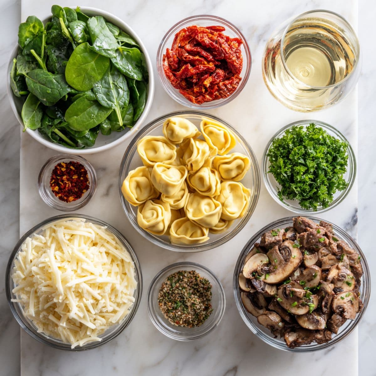 garlic steak tortellini optional add-ins ingredients