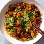 sticky chicken noodles