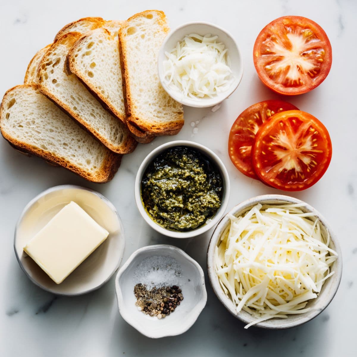 tomato pesto grilled cheese ingredients