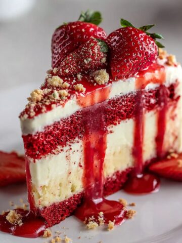 red velvet strawberry cheesecake
